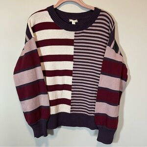 Hem & Thread Women’s Purple Striped Sweater Medium NWT